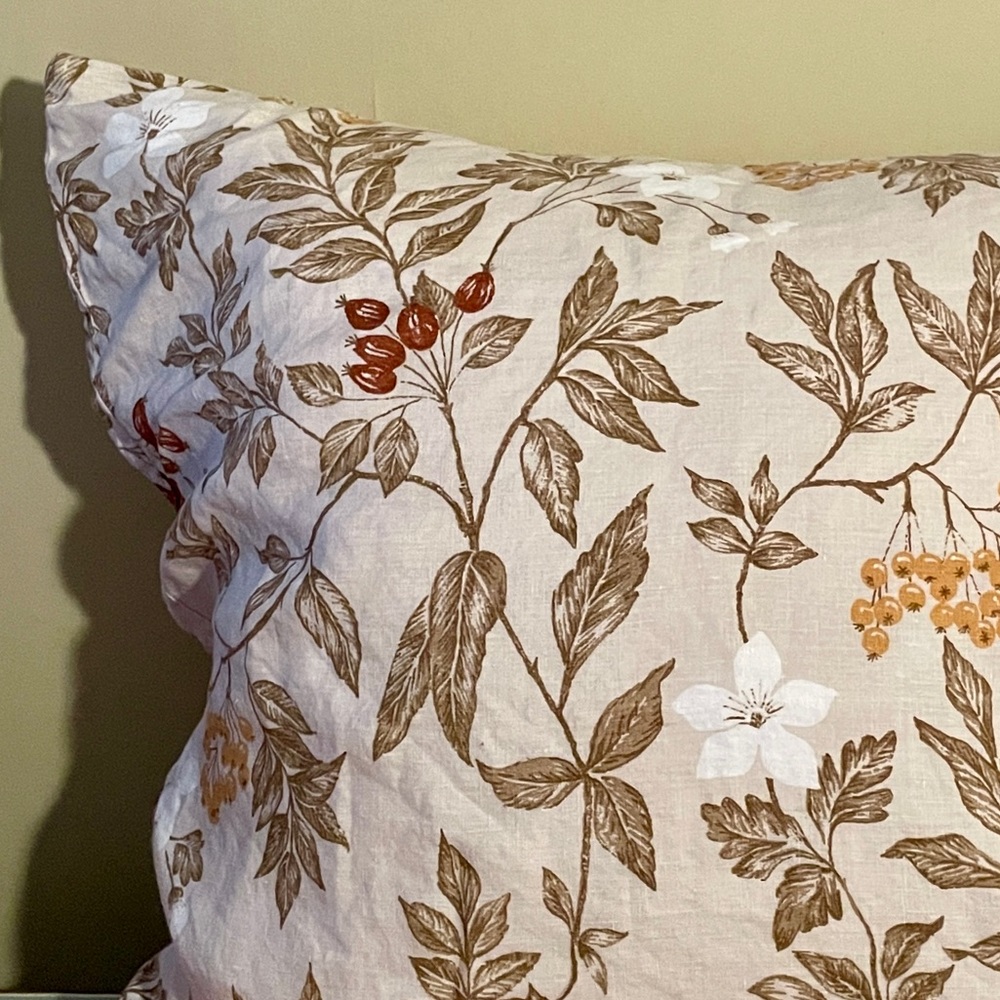 Garnet Hill | Linen Continental Pillow Cover in Autumn Floral ♥ NWOT